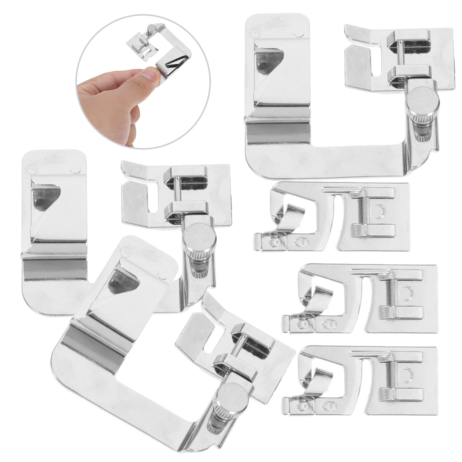 

6pcs Machine Presser Foot Set Rolled Hem Hemmer Sewing Feet Portable Replacement Sewing Accessories For Quilting