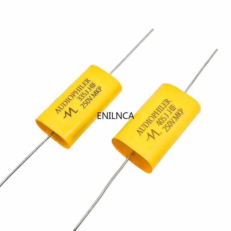 2 peças 250v mkp capacitor áudio hifi febre áudio filme de metal acoplamento divisão de frequência 1uf 1.5uf 1.8uf 2.2uf 2.7uf 4.7uf