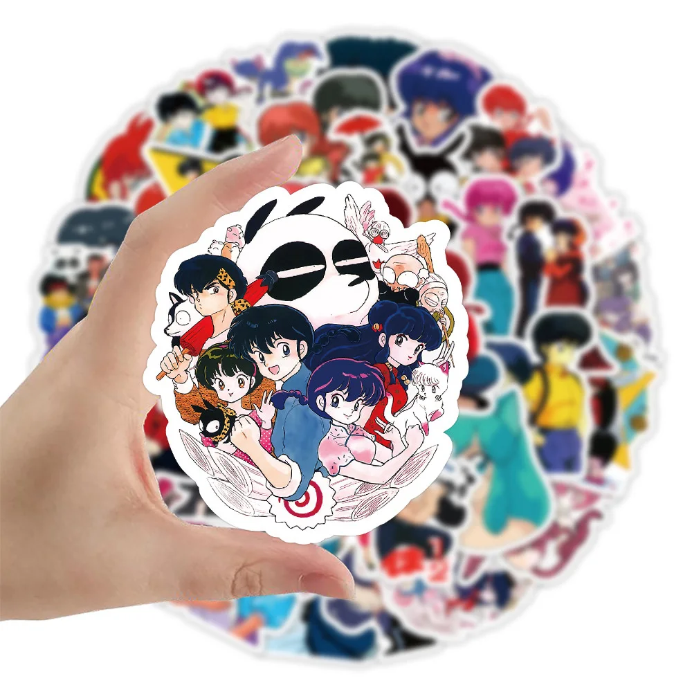 50 sztuk Cartoon Ranma Anime naklejki naklejki wodoodporne motocykl Laptop deskorolka samochód rower naklejka dekoracyjna dzieci klasyka zabawki