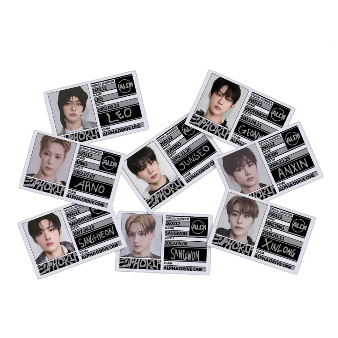 

Почтовые открытки с УФ-печатью ALD1 1-й альбом EUPHORIA: ID Card, Сангвон, Ансин, Подарок для фанатов, Синлонг, Джинву, Цзяхао, Ли Лео, Сангхён