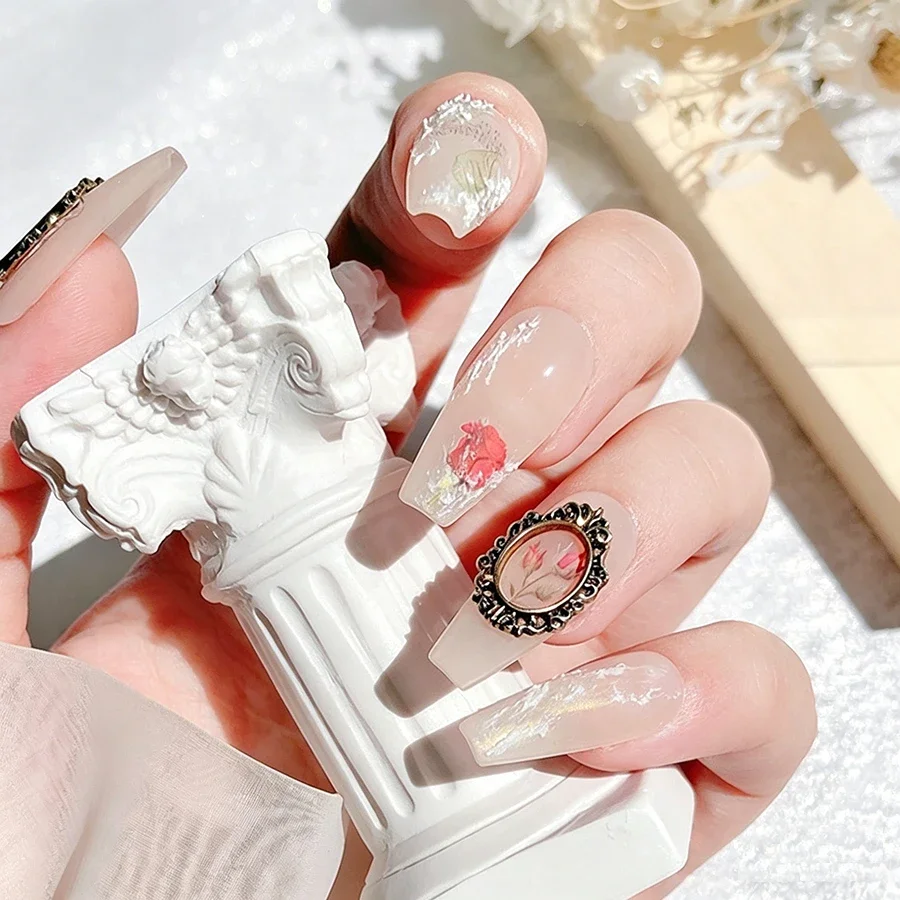 10Pcs Hollow Alloy Photo Frame Nail Charms, Retro Style Nail Jewelry, 3D Metal Nail Art Decorations for DIY Manicure