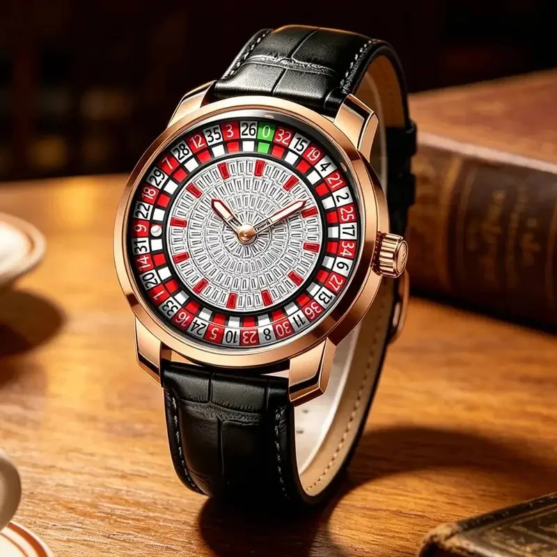AILANG 8861 Brand Men's Automatic Mechanical Watch, Unique Roulette Rotating Dial Waterproof Business Wristwatch, Reloj Hombre