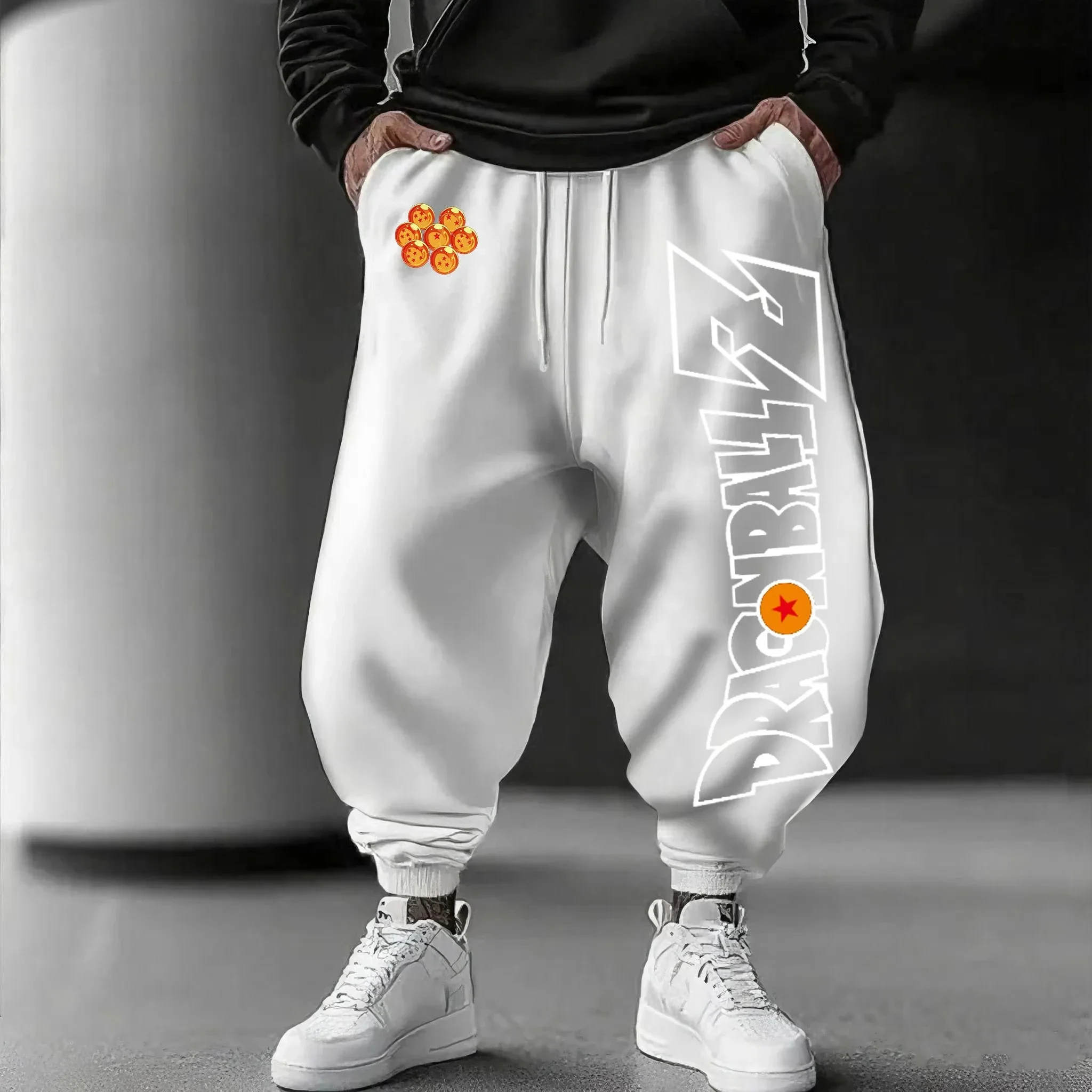 Dragon Ball Men's Sweatpants Autumn/Winter Streetwear Vintage Anime Loose Drawstring Casual Plus Size Harajuku Hip Hop Pants