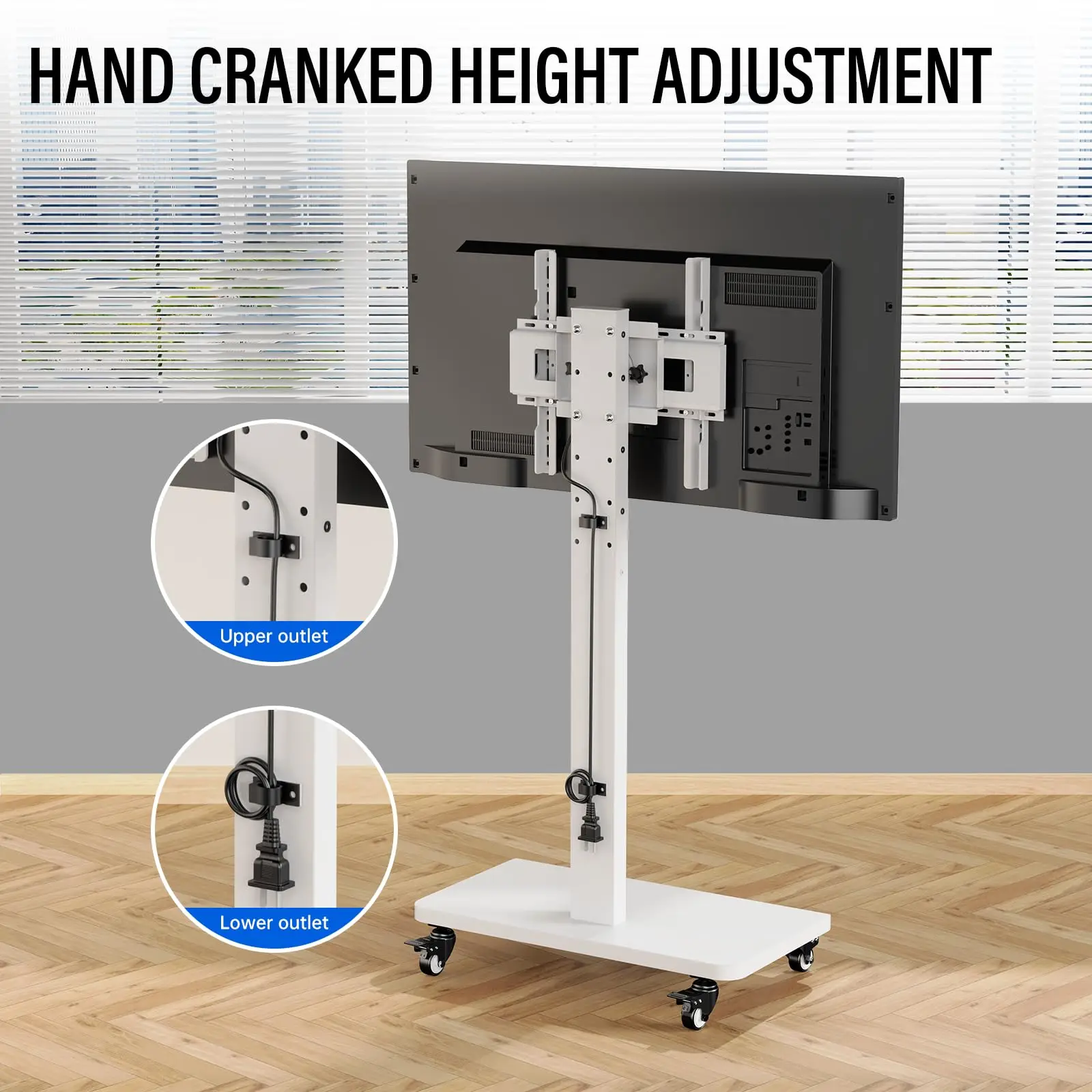 Mobile TV Cart, 90° Rotation TV Stand for 32 to 65 Inch Flat Panel Screens,Height Adjustable Portable TV Stand,Max VESA 400x400m