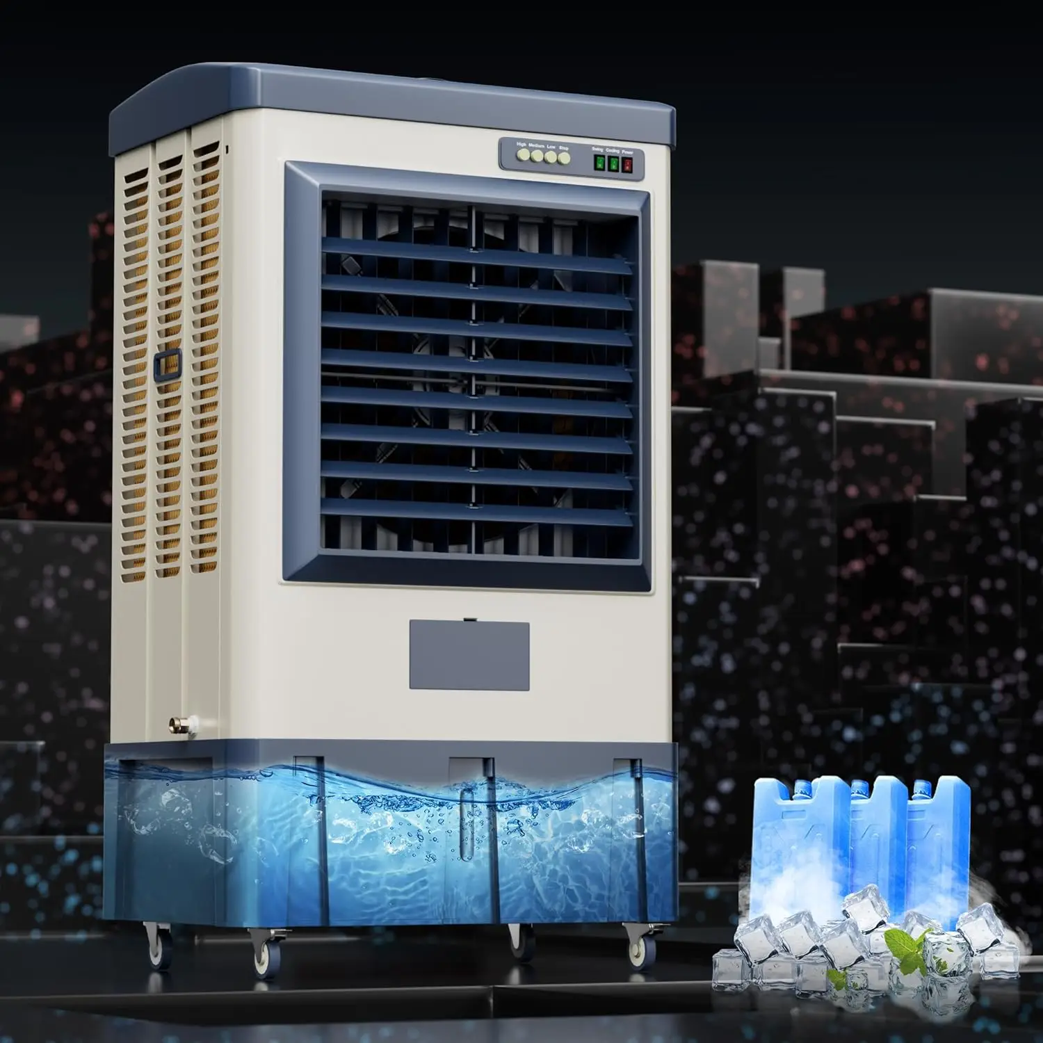 

4800CFM Portable Evaporative Air Cooler with Continuous Auto Fill,Outdoor Cooling Fan with 10.6 Gal Tank,120°Oscillation