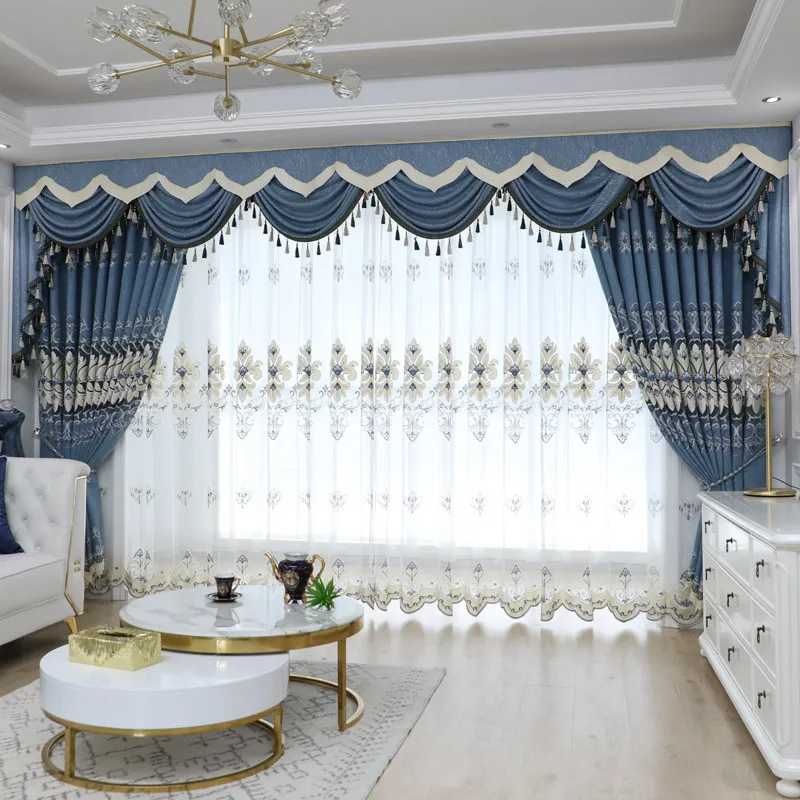 Chenille Jacquard Embroidered Curtains Customized Fashion Luxury Curtains for Bedroom and Living Room Window Decor Blackout