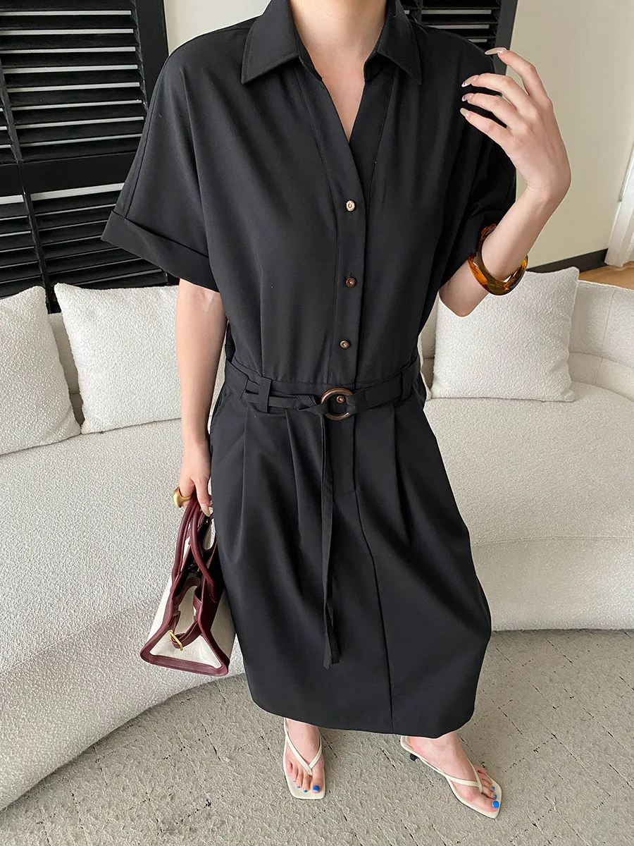 Frühlings- und Sommerkleid für Damen, lässig, einfarbig, bequem, tailliert, figurbetont. – Detail 18