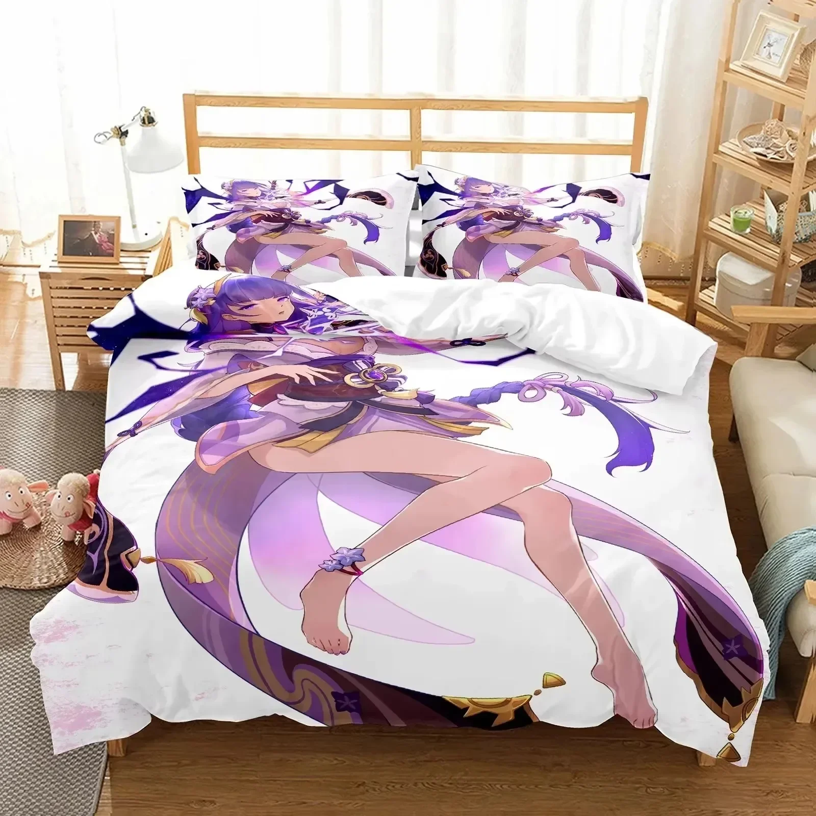 Anime Girl Genshin Impact Beelzebul Bedding Set 3D Printed Suitable for Bedroom Duvet Cover Set With Pillowcases Home Textile