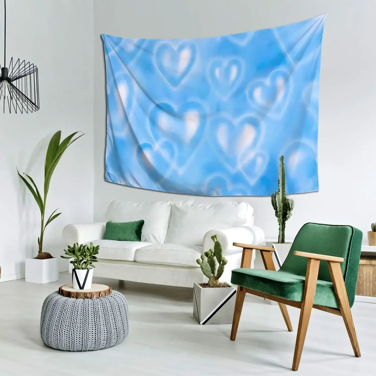 Blue 90s Heart Backdrop Tapestry Funny Wall Hanging Aesthetic Home Decor Tapestries for Living Room Bedroom Dorm Room