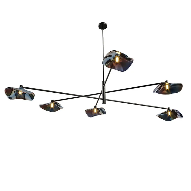 

French Style Stained Glass Chandelier Flush Mount Ceiling Light Iron Brass Gold Black Silver Dimmable Ceilings Lustre
