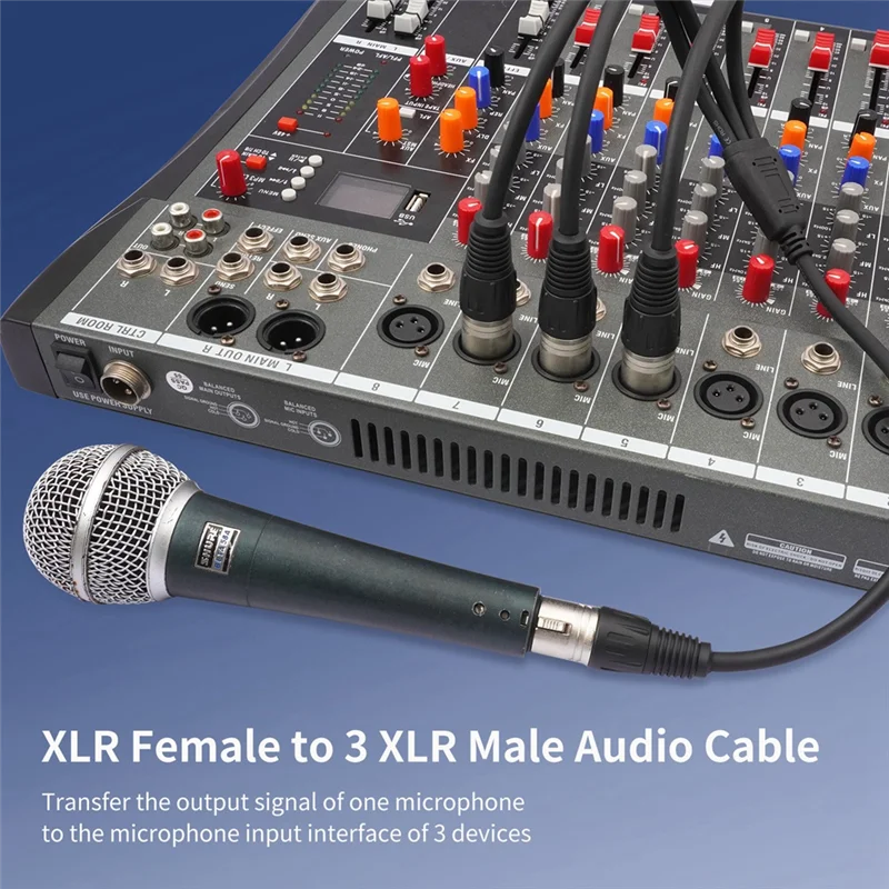 ABSQ-3Pin XLR أنثى إلى 3 ذكر Y الفاصل - كابل مقسم XLR ثلاثي الاتجاه لميكروفون الخلاط