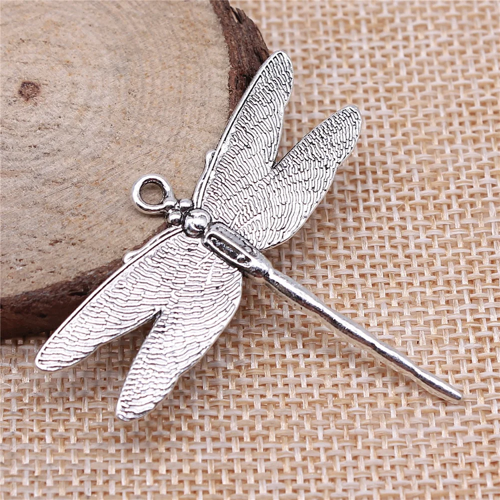 WYSIWYG 3pcs 43x47mm Pendant Dragonfly Dragonfly Charm Pendants For Jewelry Making Antique Silver Color Dragonfly Pendants