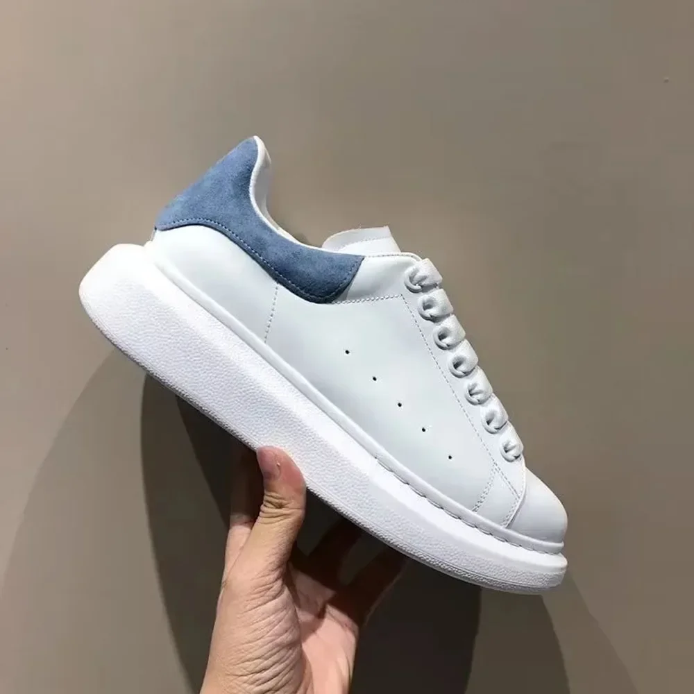 Damesflats Elegante skateboardschoenen Witte sneakers Dikke zool Binnenhoogteverhogende gevulkaniseerde schoenen voor heren en dames - afbeelding 1