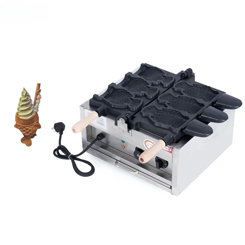 Professional Snack Machine Manufacturer Fish Shaped Waffle Maker 3 Pcs Open Mouth Fish Waffle Maker Machine