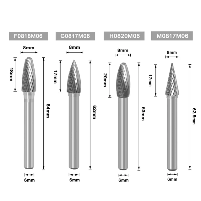 6MM Metal Drawing Tungsten Carbide Milling Cutter Rotary Tool Burr CNC Engraving Abrasive Tools Metalworking Milling Polishing