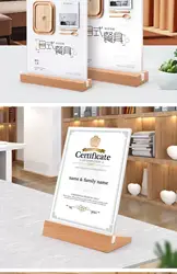 A4 A5 A6 wooden L-shaped T-shaped strong table card double-sided label display card holder table paper holder display holder