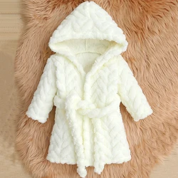 Autumn and winter baby children's coral velvet pajamas, baby hoodies, bathrobes, soft and comfortable pajamas, Child Accessories