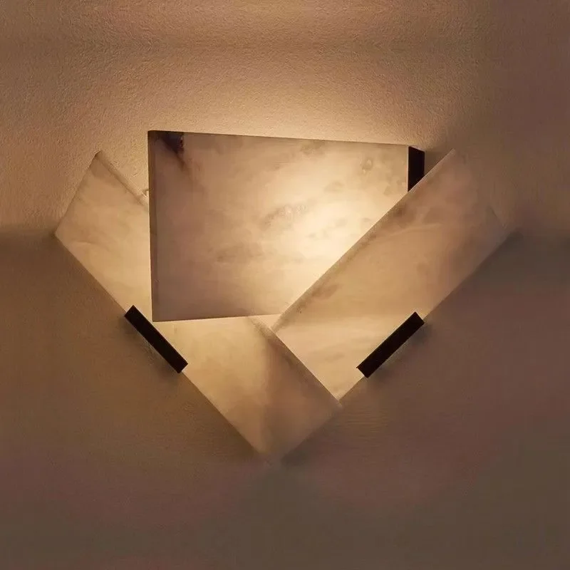 Modern Marble Wall Lamp Luxury Bedroom Bedside Light Creative Designer Art Fixture for Study Living Room Background Wall