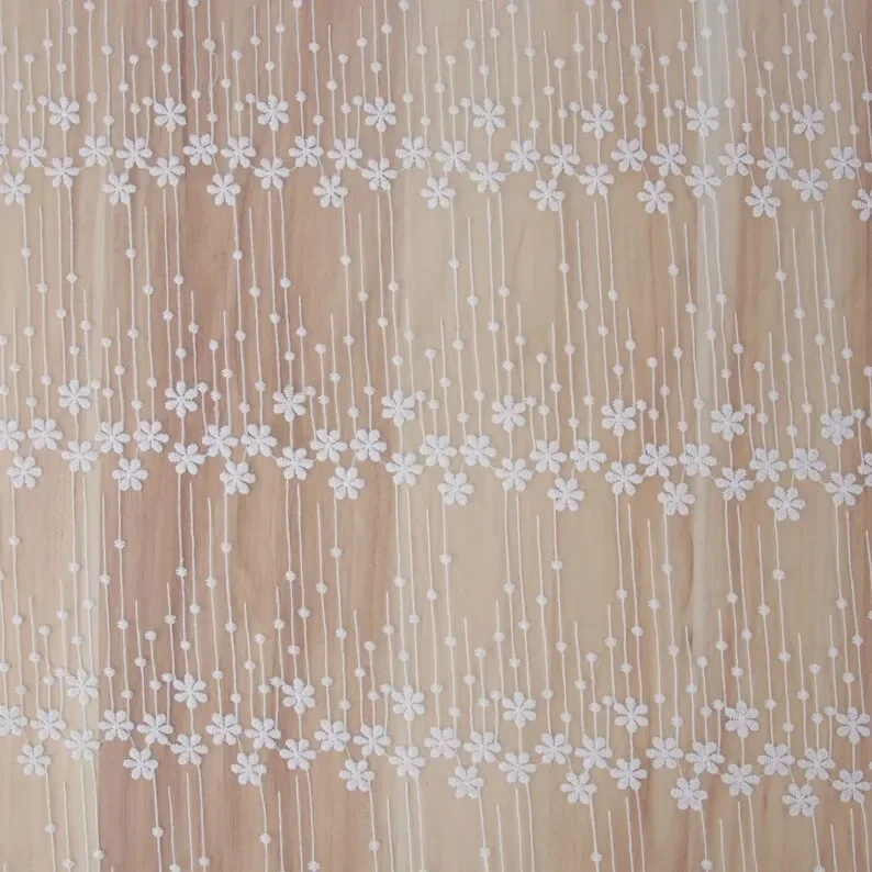 1 yard flower embroidery Lace fabric soft white tulle fabric For Girl Dress Tutu Dress Wedding Dress Bridal Veil