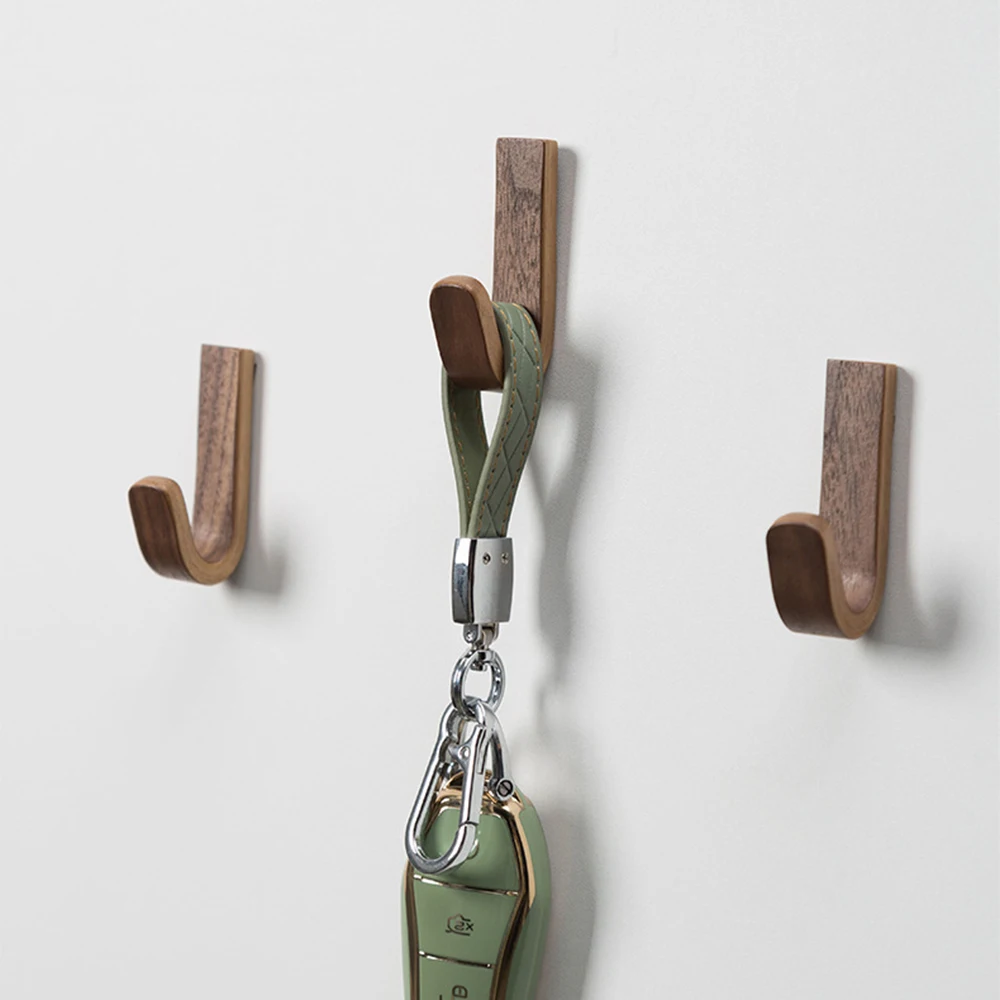 Natural Wooden Wall Mounted Coat Hooks Decorative Home Organizer for Key Clothes Robe Handbag Scarf Towel - Rustic Wood Hook