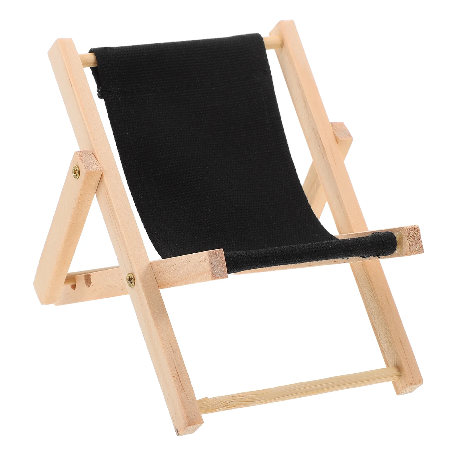 Mini sillas de playa, muebles en miniatura de madera negra, accesorios decorativos plegables para el hogar, juguetes de simulación, micropaisaje