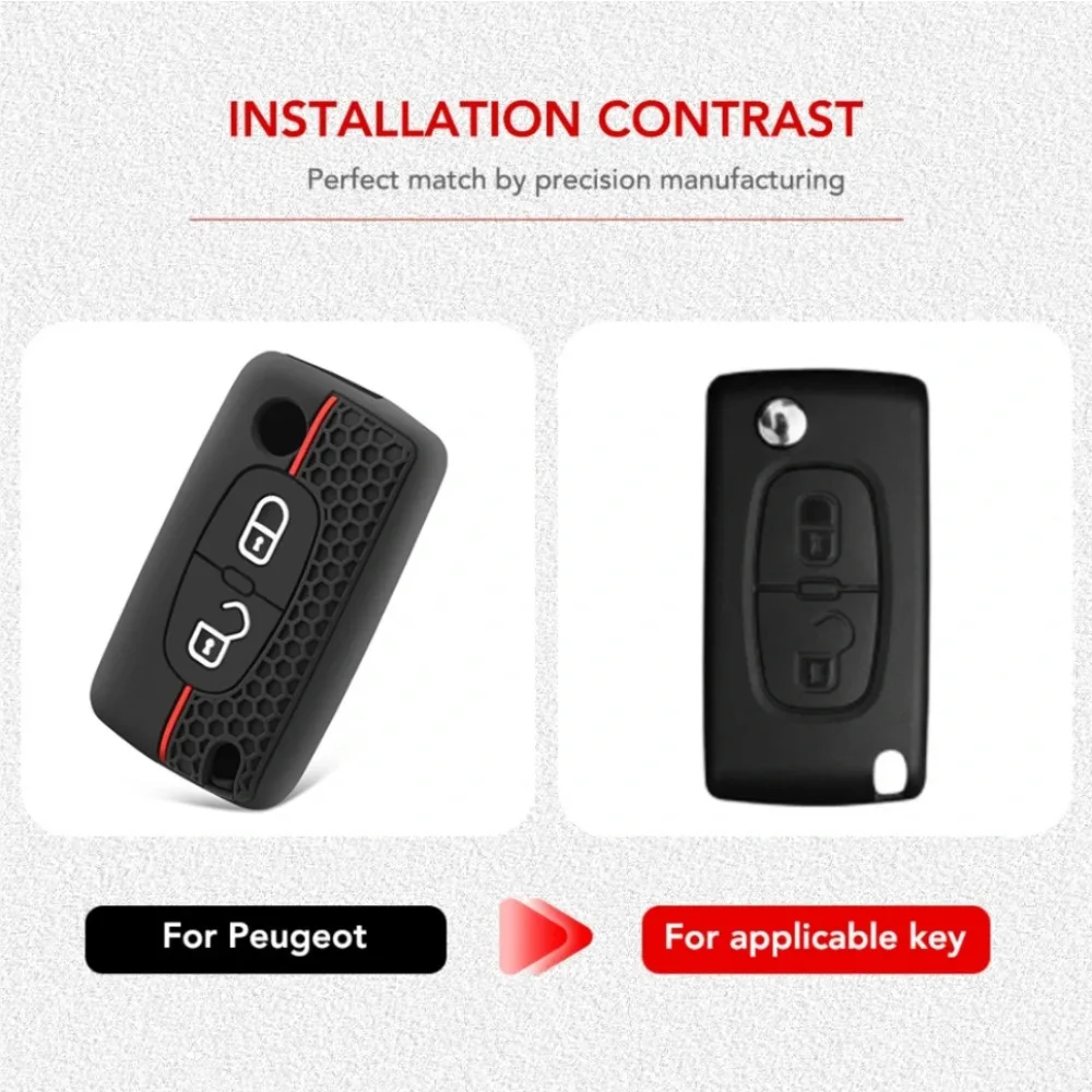For Citroen C2 C3 C4 C5 C6 Xsara Berlingo for Peugeot 207 307 308 407 607 807 Silicone Car Key Case Cover Keychain Fob Shell