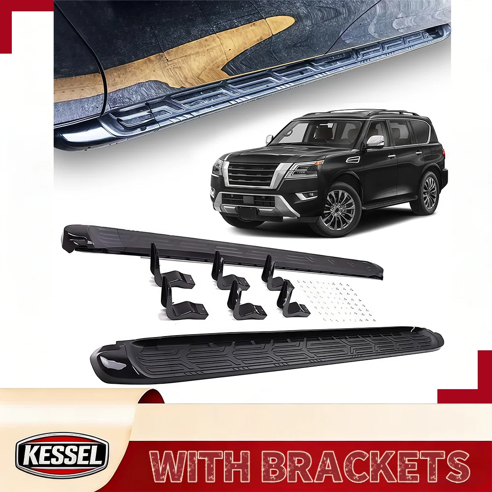 

2Pcs Aluminum Running Boards Fixed Nerf Bars Side Steps with Brackets Fit for 2017- 2023 2024 Nissan Armada Patrol Y62
