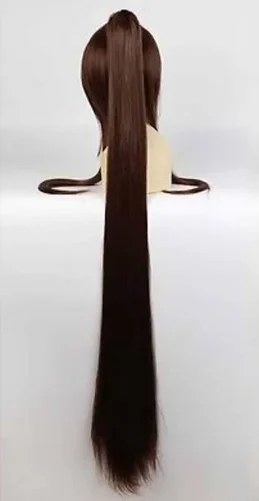 Popular new Long brown Yamato Cosplay Straight Wig + one clip on Ponytails