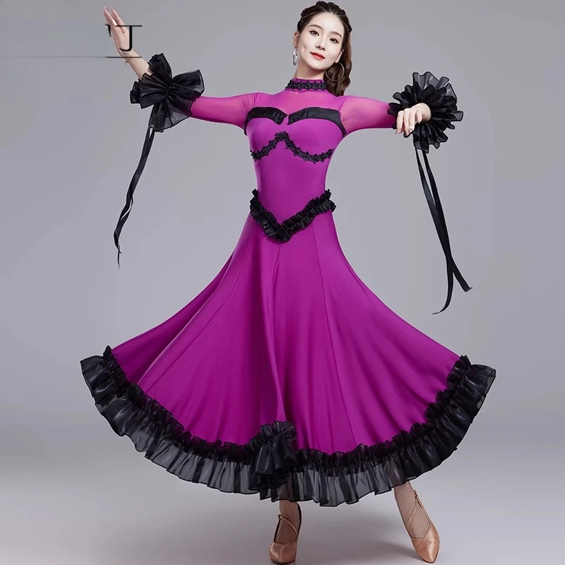

The new ballroom dance dress of the national standard waltz social competition was performed with a big swing dress