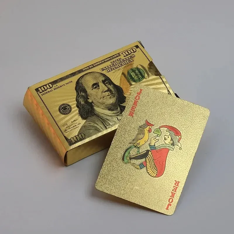 Dollar Gold Foil Poker Cards Waterproof Paper Playing Cards Party Table Gambling Board Games Poker Plastic Poker Collection Toy