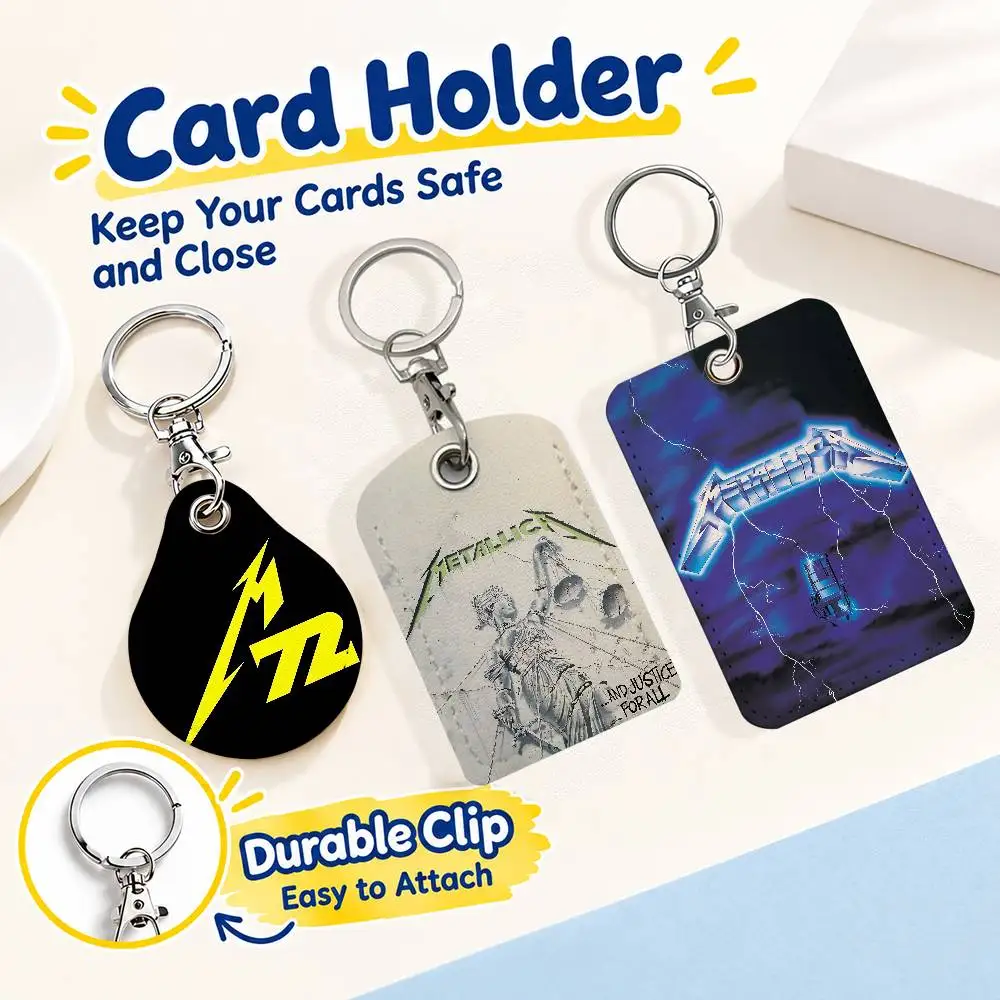 FOR Metallicas Card Holder Men And Womenn Universal Antirust Keychain Learther Access Drop Key Tag Ring