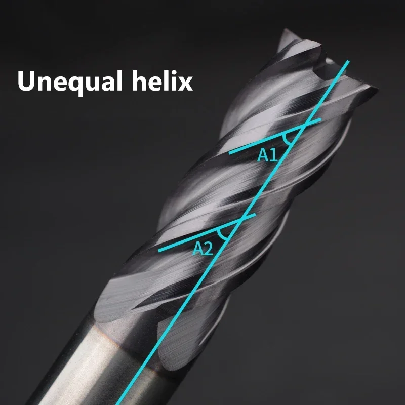 WOY HRC70 CNC Carbide End Mill Tungsten Cutter 4Flute Metal Steel Machining Tool 1-4 6 8 10 12 Shank Key Face Square Router Bit