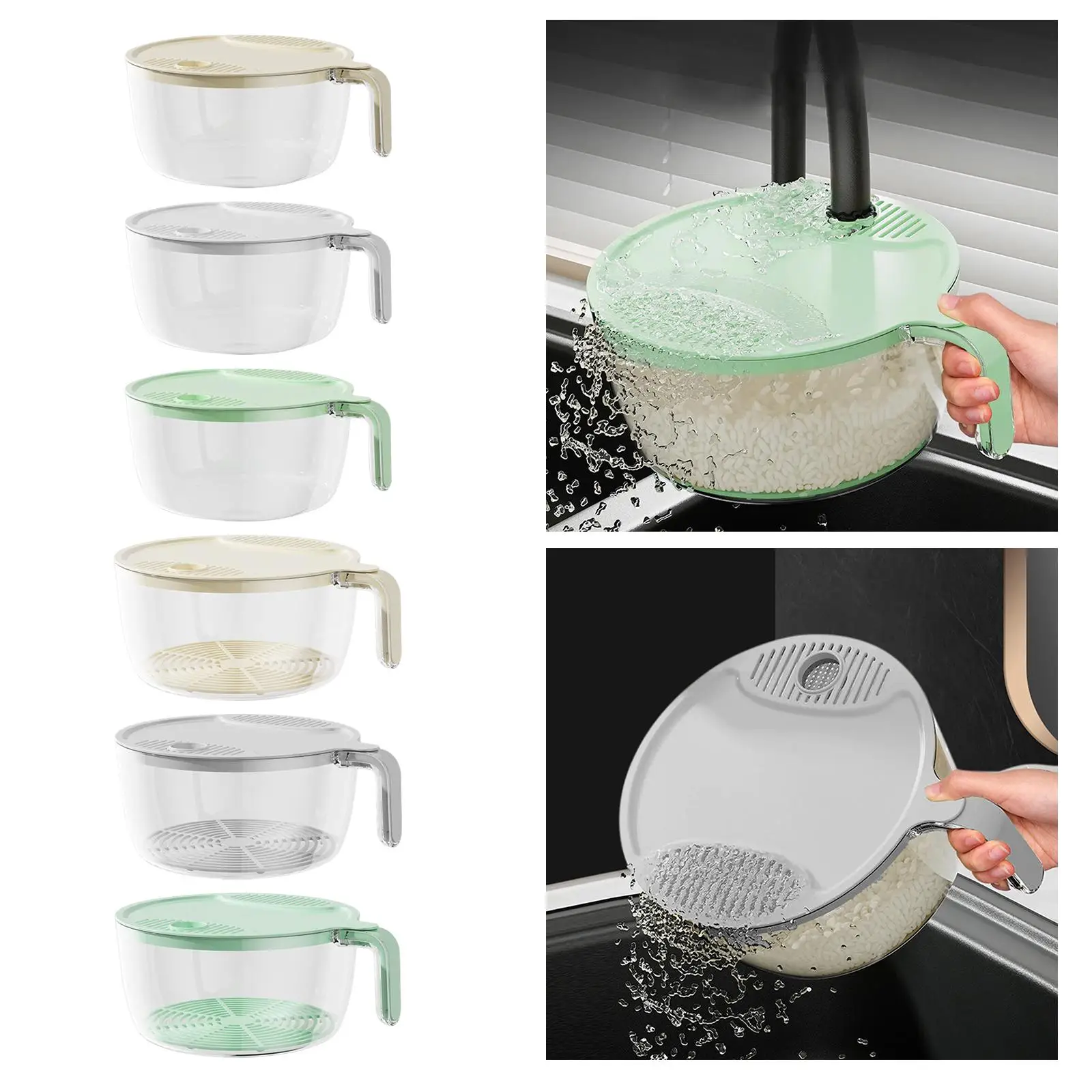 Multifunctional Drainage Basket, Rice Washing Filter Strainer Basket, Kitchen Accessories for Spinach Pasta Peas Home Noodles