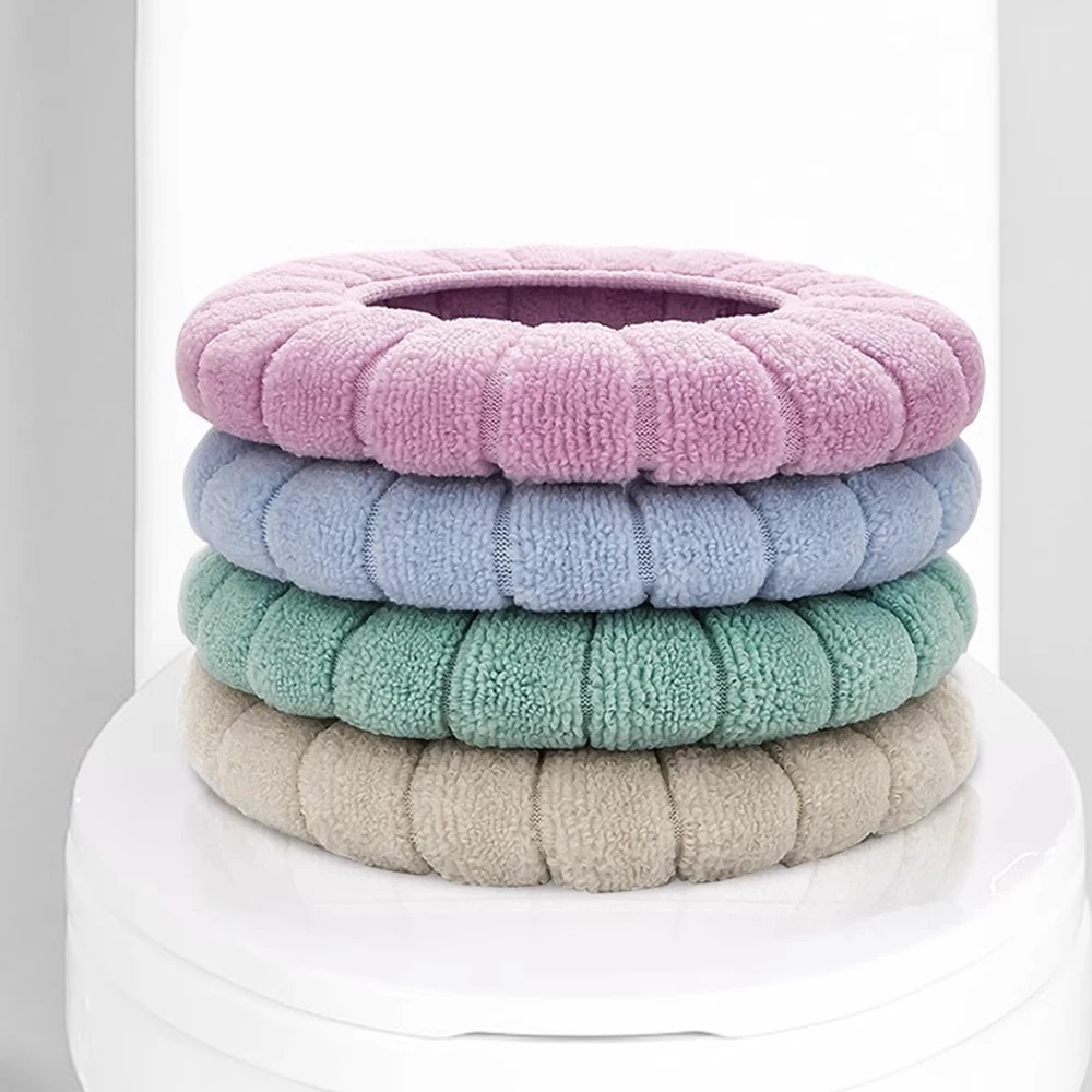 1/2/4pcs Plush Toilet Seats Cushion Universal Washable Soft Comfy WarmToilet Seats Mats For Winter Home Bathroom Accessories