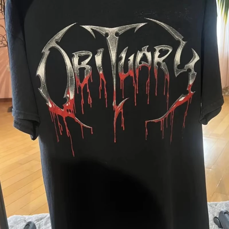 Obituary Bleeding Metal Logo Old School Death Metal Band Graphic T-Shirt Cotton Men Women Streetwear Tee