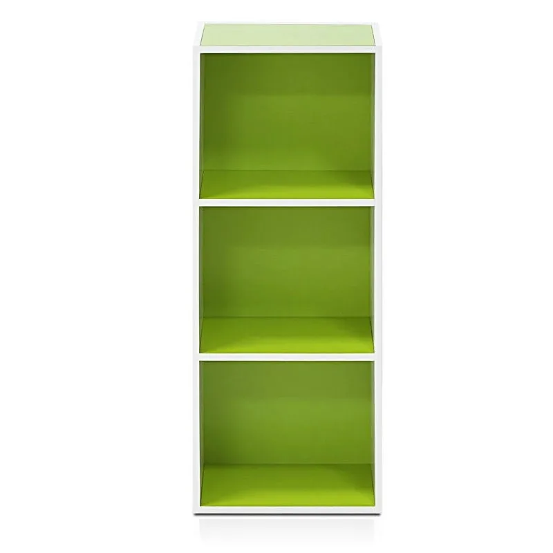 

NEW Engineered Wood 3-Tier Open Shelf Bookcase in White/Green