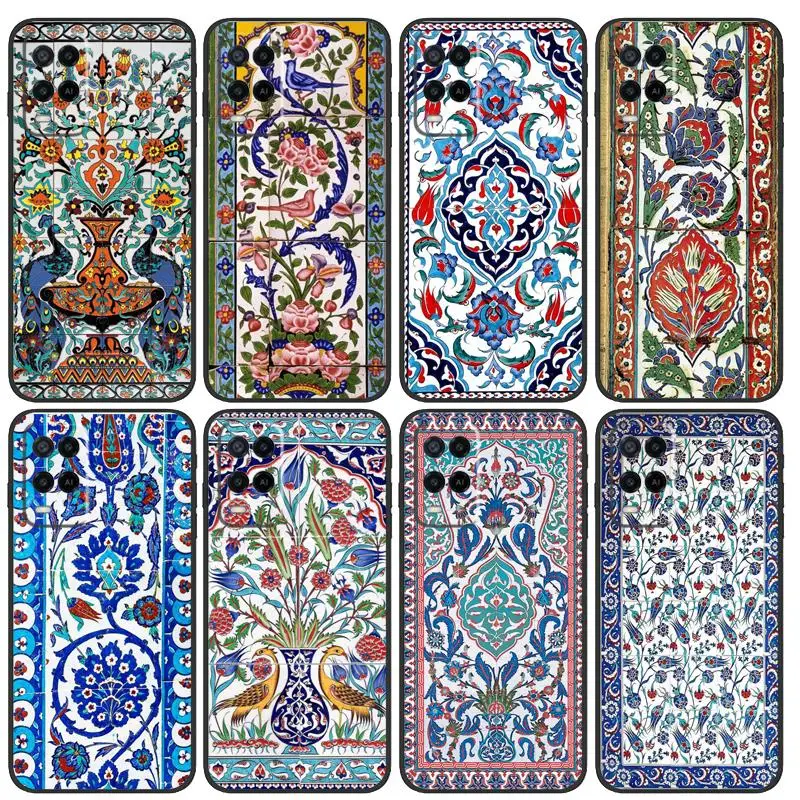 Ancient Floral Tiles Case For OPPO A78 A98 A18 A58 A96 A76 A16 A5 A9 A53 A15 A17 A77 A52 A72 A74 A94 A54 A57 S