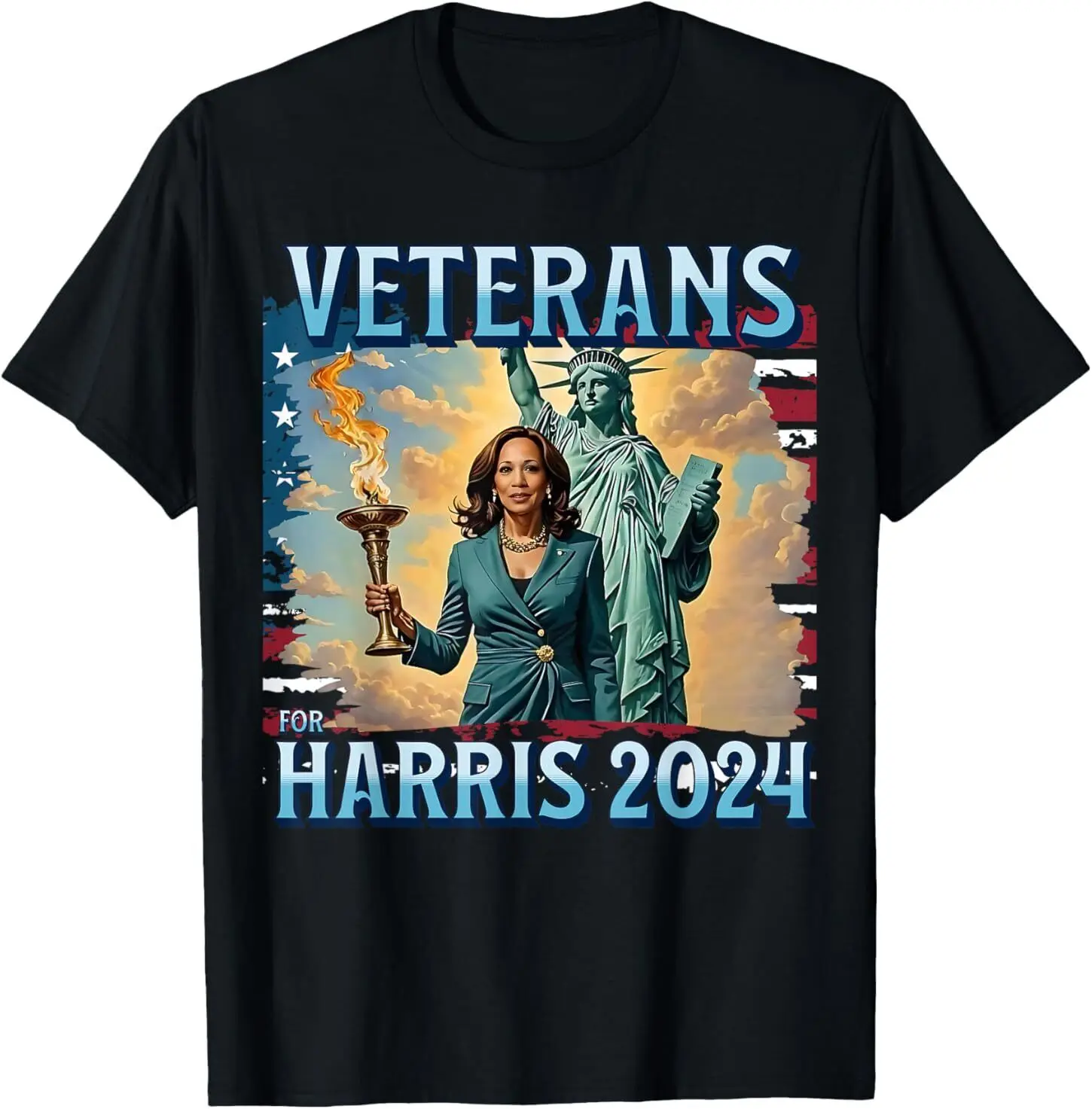 Retro Veterans for Kamala Harris Tim Walz 2024 Harris Waltz T-Shirt