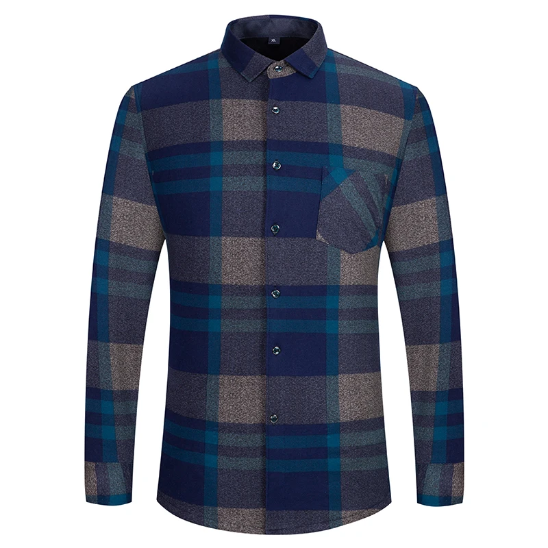 Autumn Winter New Casual Men\'s Fashion Long Sleeve Plaid Shirt Thick Warm Men\'s Casual High Quality Soft Large Size Shirt L-4XL