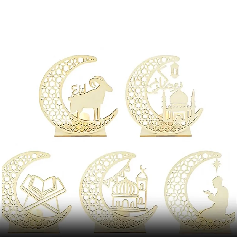 BAAG-مصباح زخرفة الحرف الخشبية لمهرجان الشرق الأوسط، مصباح ديكور للعيد، مصابيح زخرفية LED على شكل قمر، متينة وسهلة التركيب