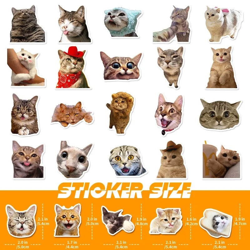 50pcs Cartoon Personalized Cat Creative Graffiti Decoration Sticker