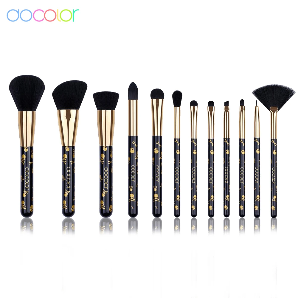 Docolor Creative Skull Goth Makeup Brushes Face Powder Foundation Blending Blush Eye Shadow Brushes For Halloween Gift