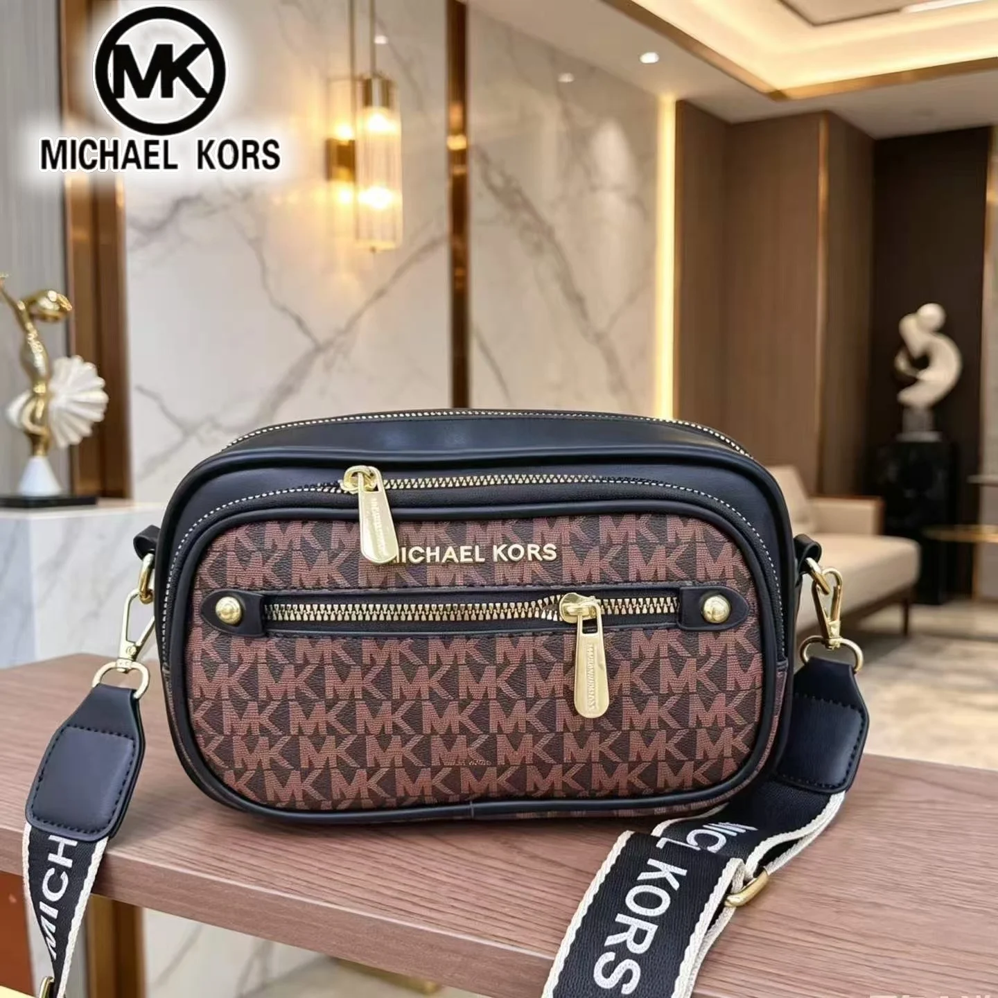 Michael Kors Damen-Umhängetasche, MK Classic Letter Kameratasche, modische und lässige Outdoor-Shopping-Reisetasche
