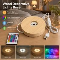 4~1PCS Wood Desktop Decorative Lights Switch 5V USB Remote Control Light Base Led Night Light Display Light Support DIY Ornament