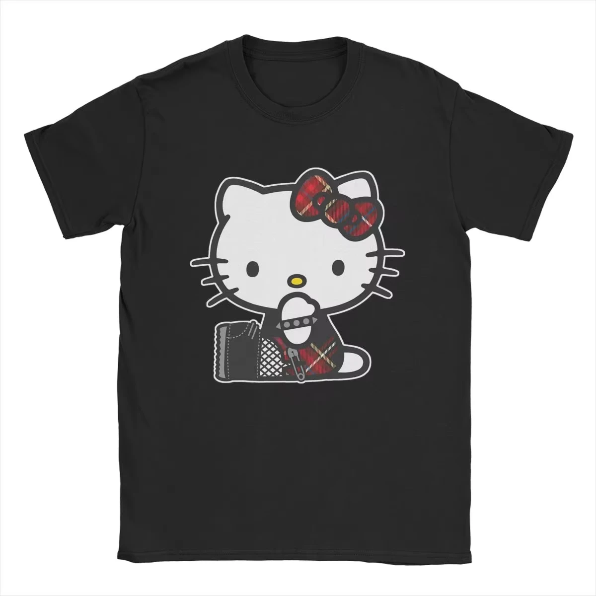 Hello Kitty Distressed Nerd Glasses T-Shirts for Men Novelty Pure Cotton Tees Crew Neck Short Sleeve T Shirt 4XL 5XL 6XL Clothes