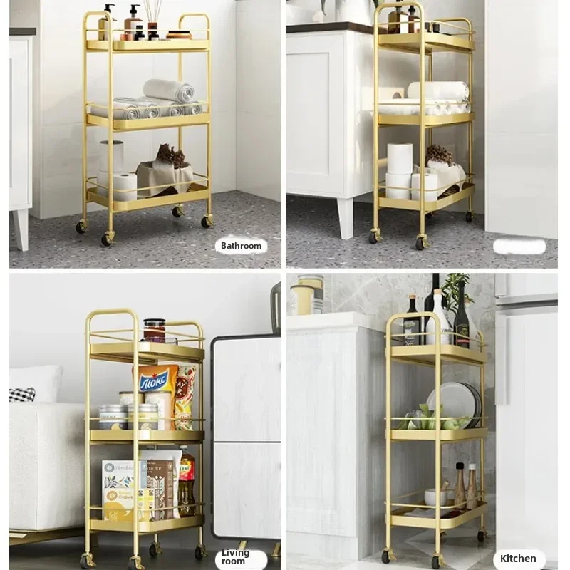 Nordic Multi-Layer Spa Cart with Wheels Mobile Storage Rack for Towels Space-Saving Organizer for Showers Flexible Towel Rack