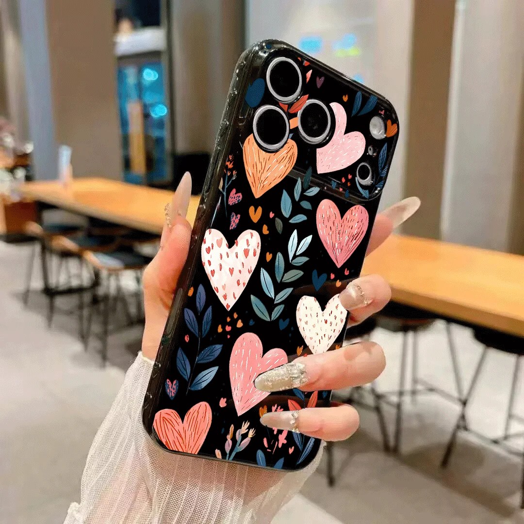 Phone Case For Samsung Galaxy A07 A06 A14 A15 A05 A05S A12 A13 A30 A50 A32 S22 Ultra Plus A03 A04 A04E Love Heart Leaves Casing