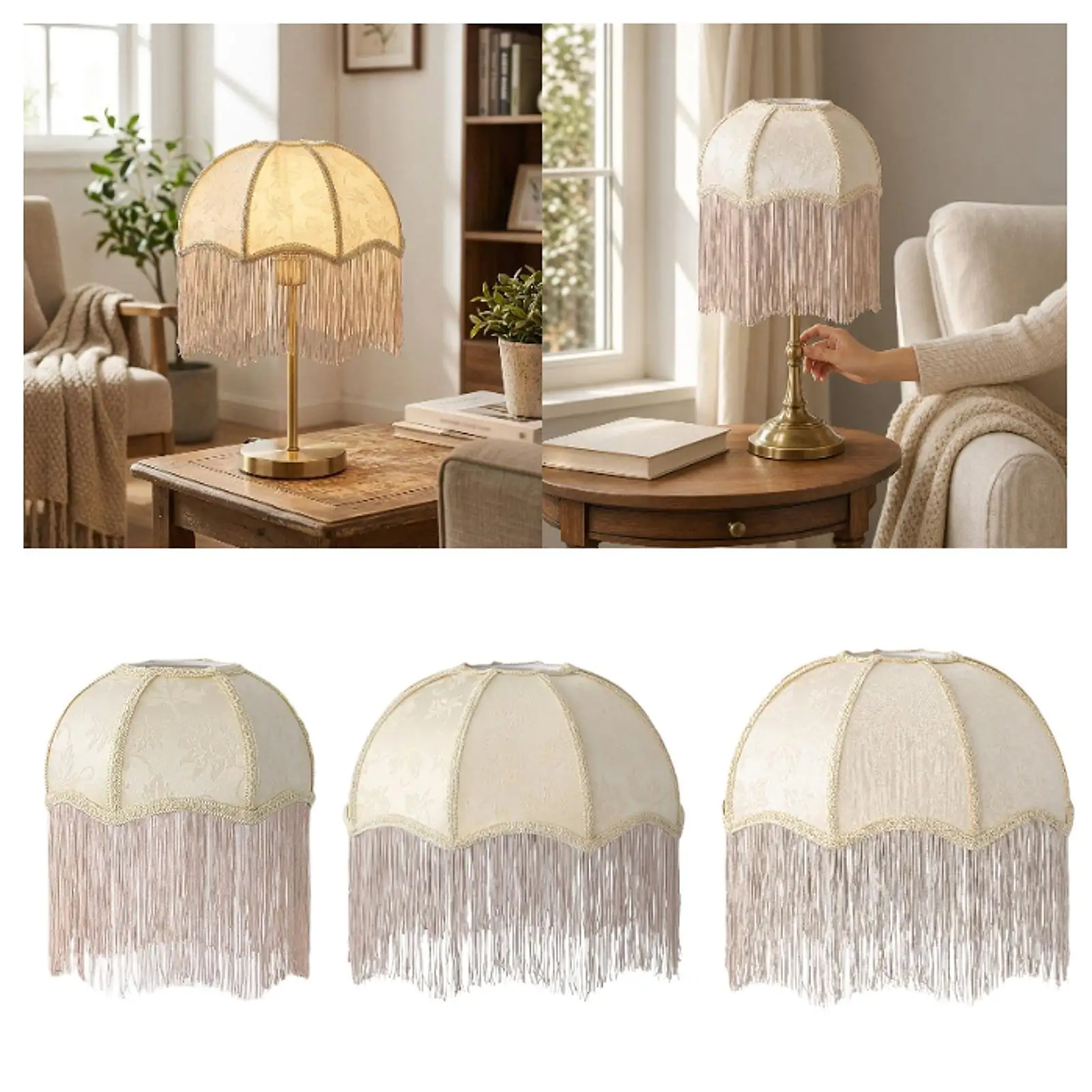 Soft Light Fringe Tassel Lampshade Round Cloth Shade for E27 Table Lamp Floor Lamp Home Bedroom Accessories Upgrade