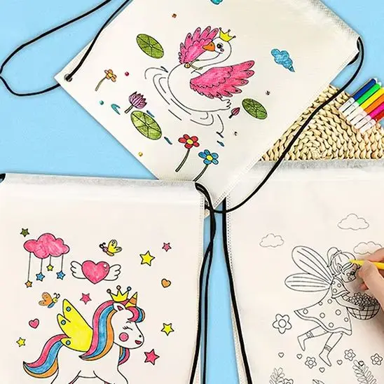 

10 Advertising Coloring Backpack With Waxes Packs For Children's Parties And Events Portable Backpack