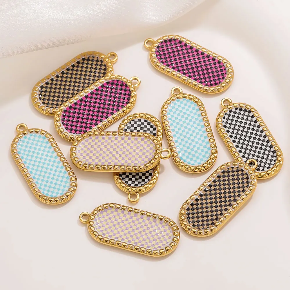 

3PCS Mosaic Mesh Stainless Steel Charms Enamel Pendant DIY Jewelry Materials For Women's Earring Necklaces Bracelets Accessories